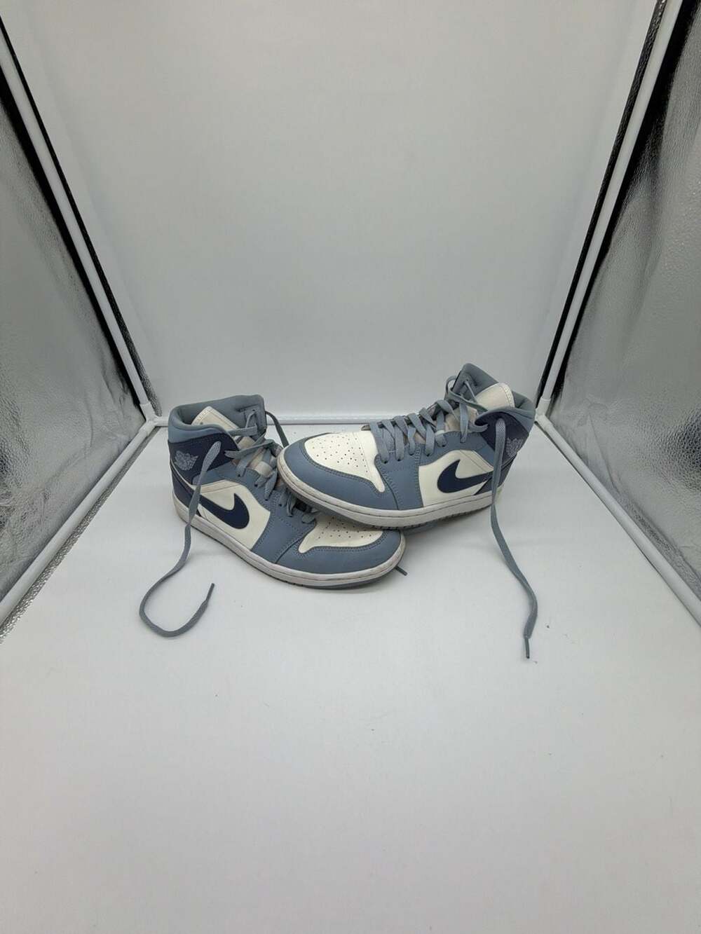 Jordan 1 Mid Sail Diffused Blue Blue Grey Sneakers